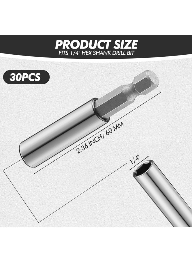 سيوسي Magnetic Screwdriver Bit Holder, Screw Drive Guide Drill Bit Set, 1/4 Inch Hex Shank Drill Extensions, Impact-Rated Socket Adapters for Screws, Nuts & Power Tools (30-Piece) - Image 2